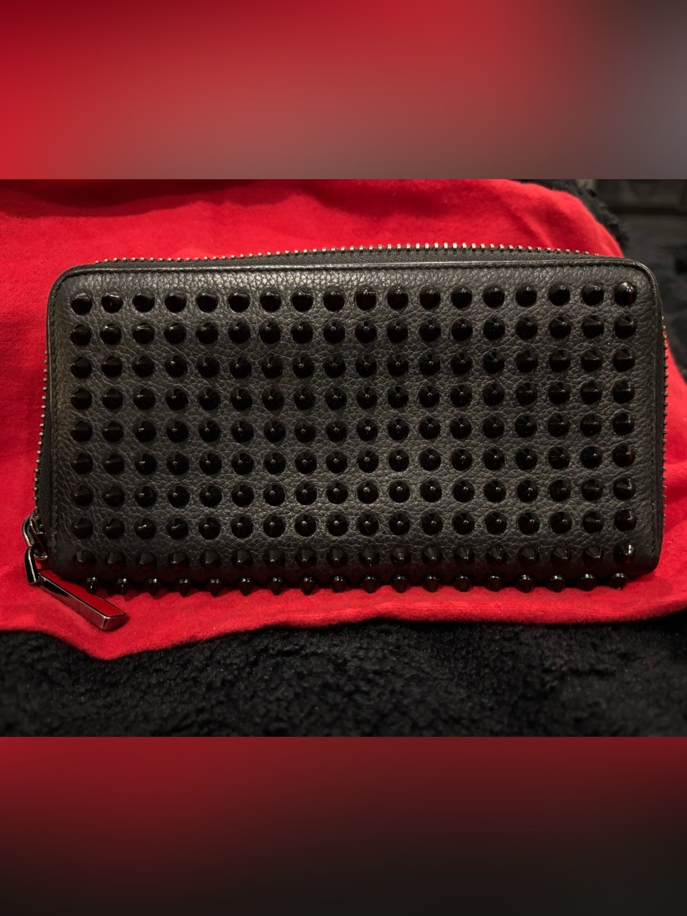 Christian Louboutin Black zippy spiked wallet